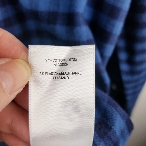 Lucky Brand Saturday Stretch Blue Checkered Flannel Snap Front Shirt NWT - Picture 10 of 11